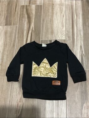 Kids Black Sweatshirt with Gold Crown